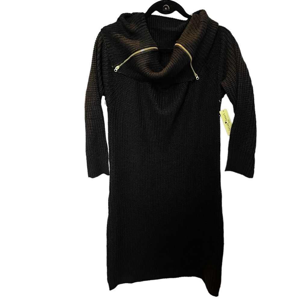 Derek Heart NWT cowl neck long black sweater Size 2X zippers at neck